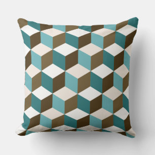 Cube Ptn Teals Brown Creme & White Kissen