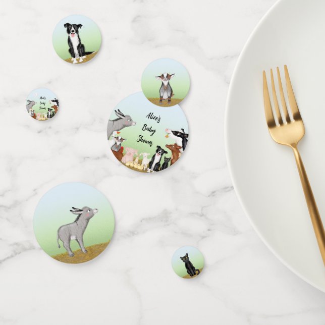 Cubes animaux de ferme baby shower table confetti (Groupe)