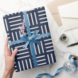 Cubes Blue White Minimal Muster Geschenkpapier