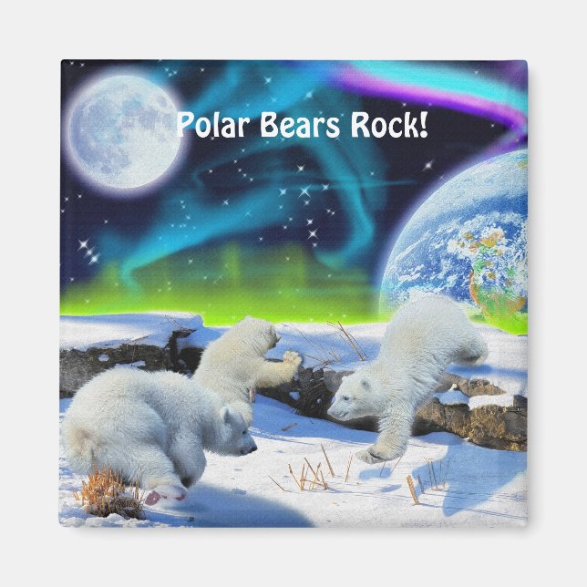 Cubes d'ours polaires et Magnet d'art de la faune  (Devant)