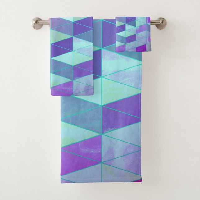 Cubes in dreieckiges geometrisches Muster Badhandtuch Set (Insitu)