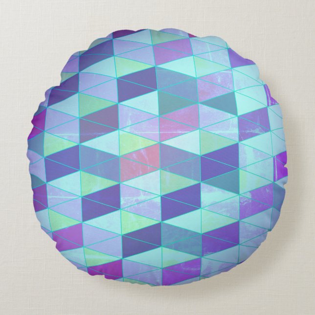Cubes in dreieckiges geometrisches Muster Rundes Kissen (Vorderseite)