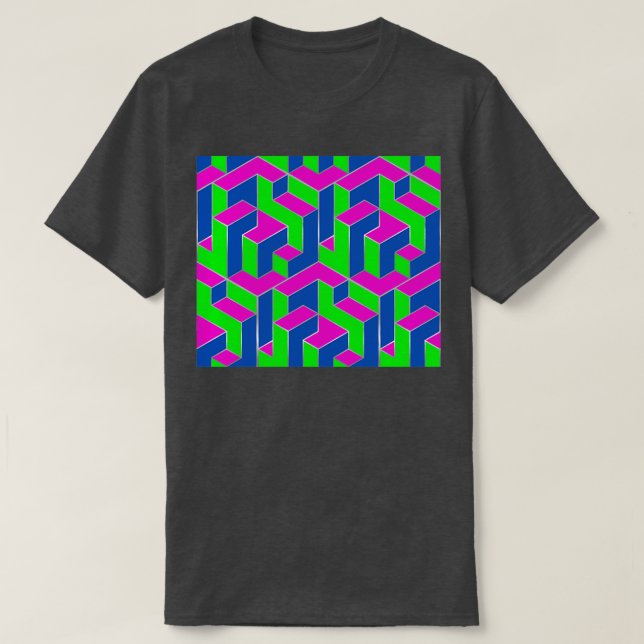 Cubic Pattern Luminous 80er T-Shirt (Design vorne)