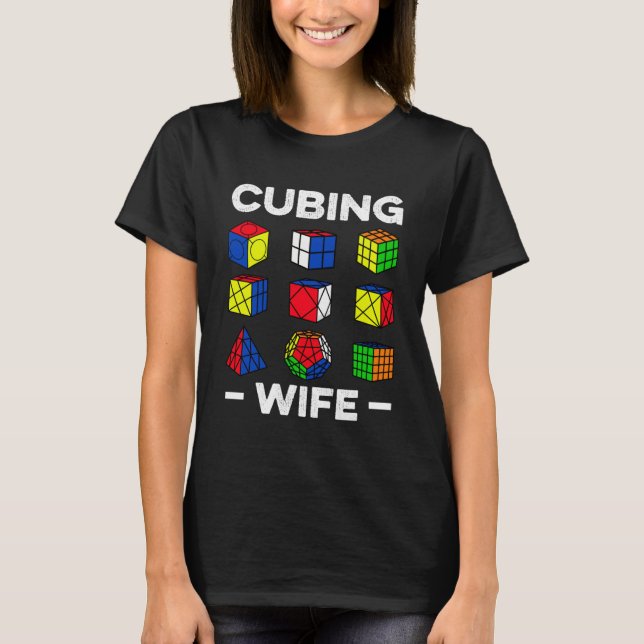 Cubing Ehefrau Speedcubing Speedsolution Cuber T-Shirt (Vorderseite)