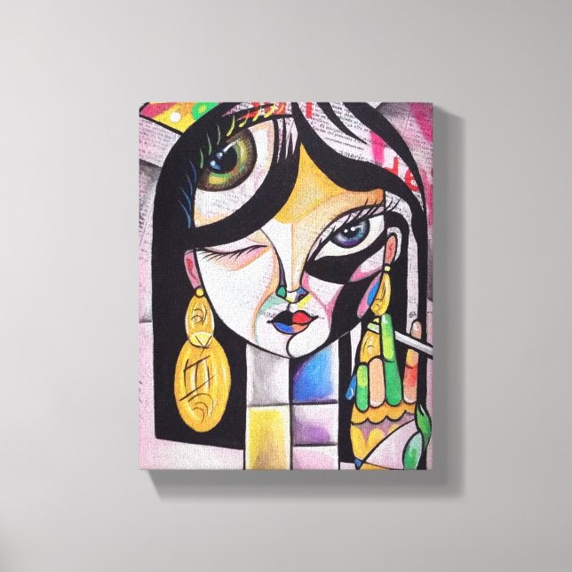 Cubism Portrait Girl Leinwanddruck (Vorderseite)