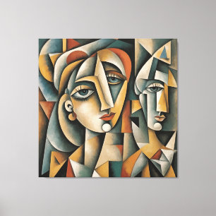 Cubist Portrait Art Print Picasso Braque Inspirier Leinwanddruck