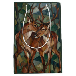 Cubist Style Reindeer Gift Bag Mittlere Geschenktüte