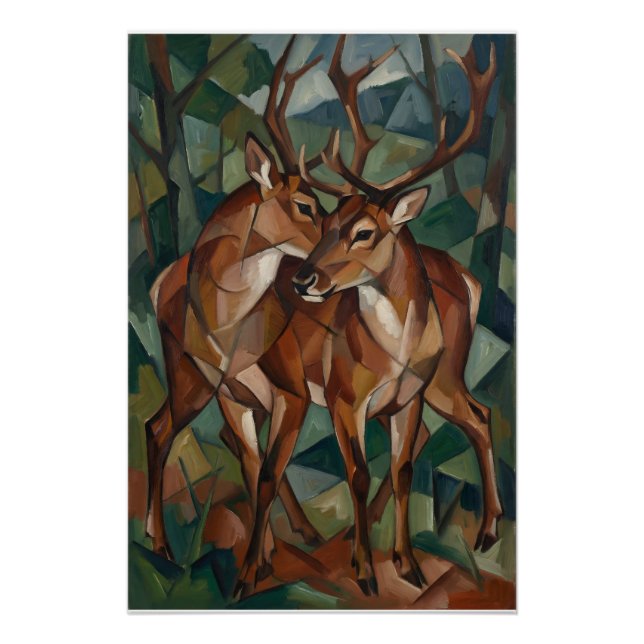 Cubist Style Reindeer Poster (Devant)