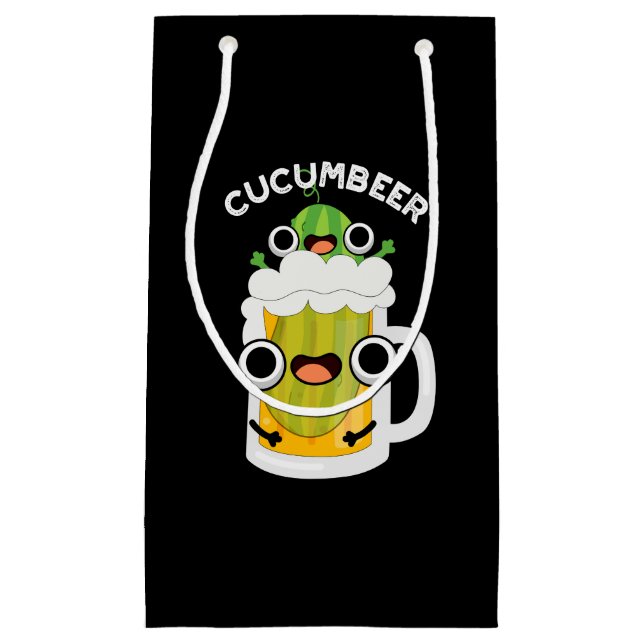 Cucum beer Funny Beer Pun Dark BG Kleine Geschenktüte (Vorderseite)