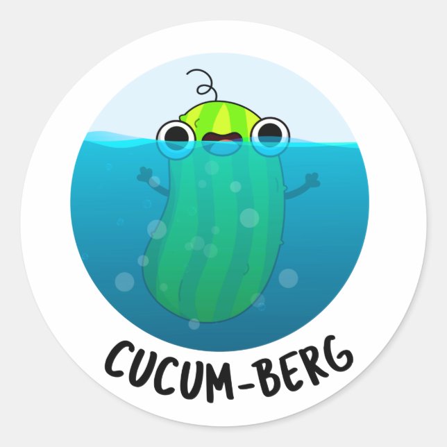 Cucum-berg Funny Cucumber Pun Runder Aufkleber (Vorderseite)