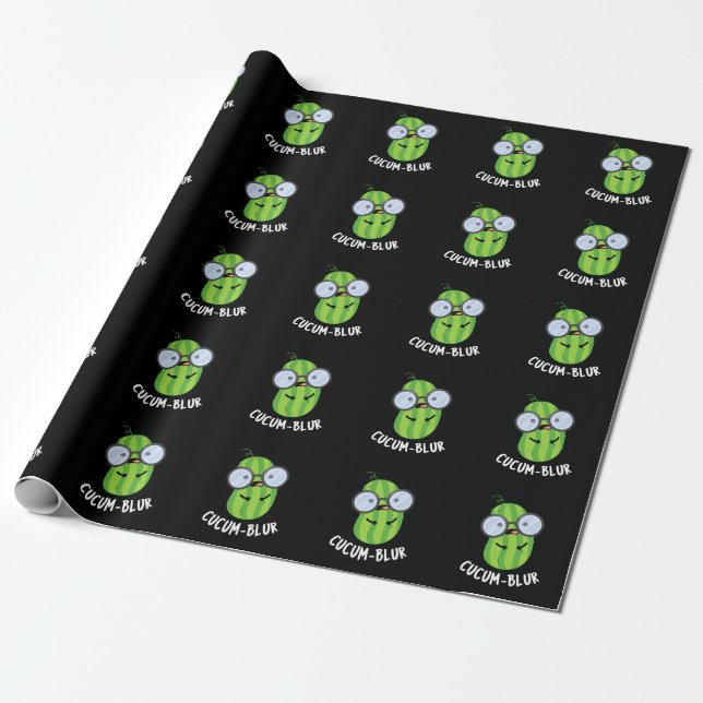 Cucum blur Funny Veggie Cucumber Pun Dark BG Geschenkpapier (Ungerollt)