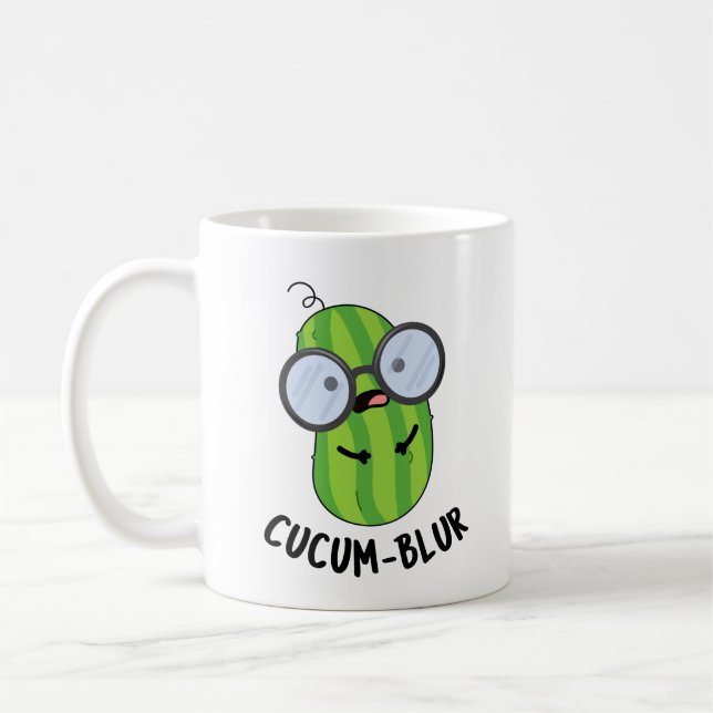 Cucum-blur Funny Veggie Cucumber Pun Kaffeetasse (Links)