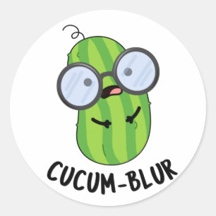 Cucum-blur Funny Veggie Cucumber Pun Runder Aufkleber