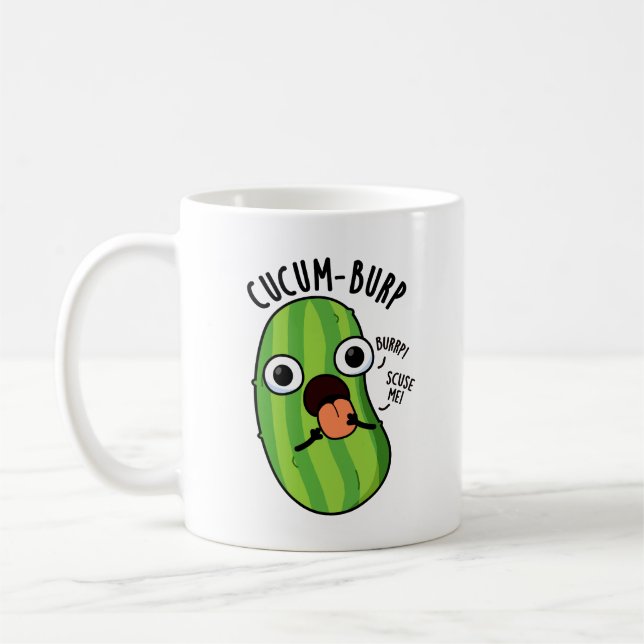 Cucum burp Funny Cucumber Pun Kaffeetasse (Links)