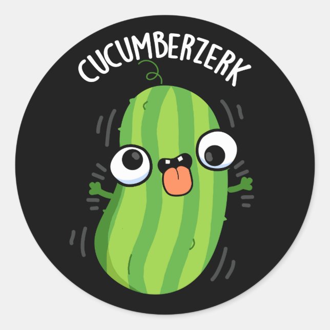 Cucumberzerk Funny Berzerk Cucumber Pun Dark BG Runder Aufkleber (Vorderseite)