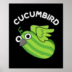 Cucumbird Funny Veggie Cucumber Pun Dark BG Poster