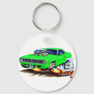 Cuda grünes Auto 1970 Schlüsselanhänger