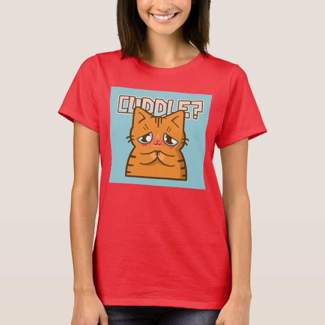 CUDDLE GINGER CAT-FUNNY NIEDLICHE T - SHIRT (Vorderseite)