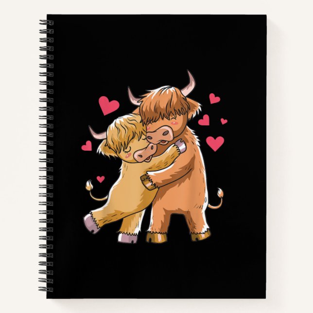 Cuddle Highland Cattle Scottish Cow Bauern Gift Notizbuch (Vorderseite)