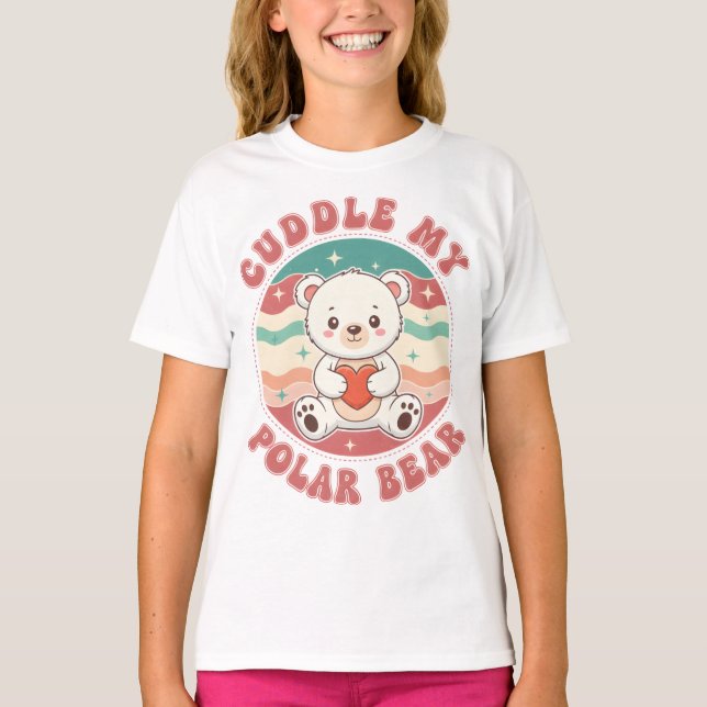 Cuddle My Polar Bear Retro T-Shirt (Vorderseite)