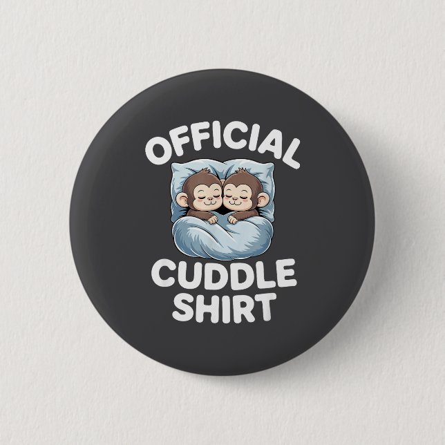 Cuddle Shirt Cute Sleepy Monkey Couple  Button (Vorderseite)