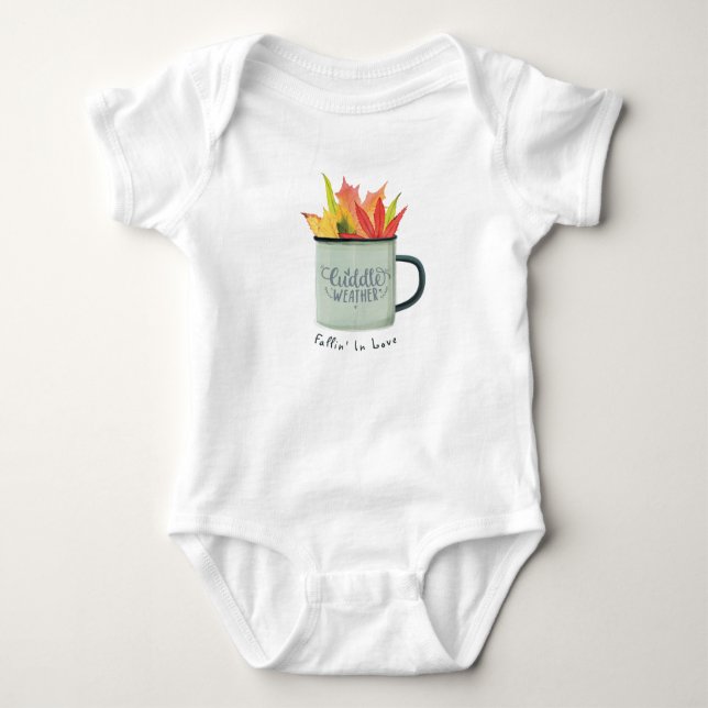 Cuddle Weather Watercolor Herbstlaube Herbst Baby Strampler (Vorderseite)