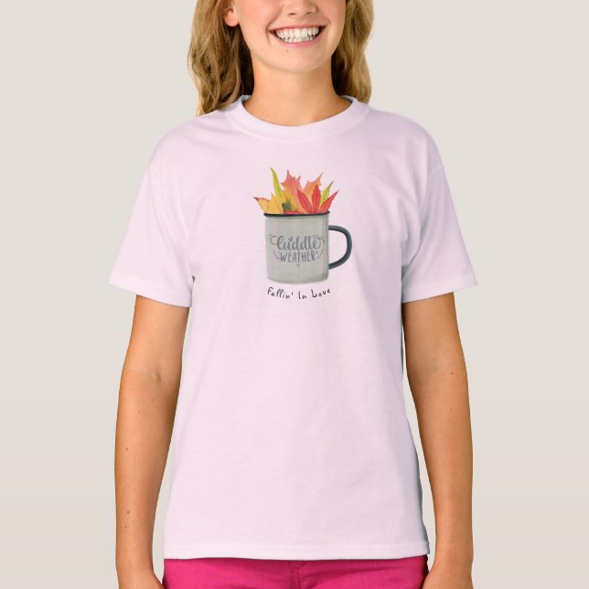 Cuddle Weather Watercolor Herbstlaube Herbst T-Shirt (Vorderseite)