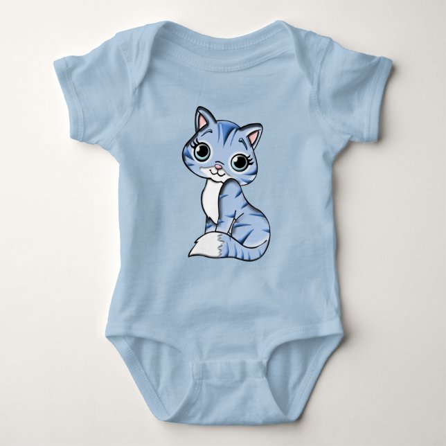 Cuddles blue kitty Body Baby Strampler (Vorderseite)