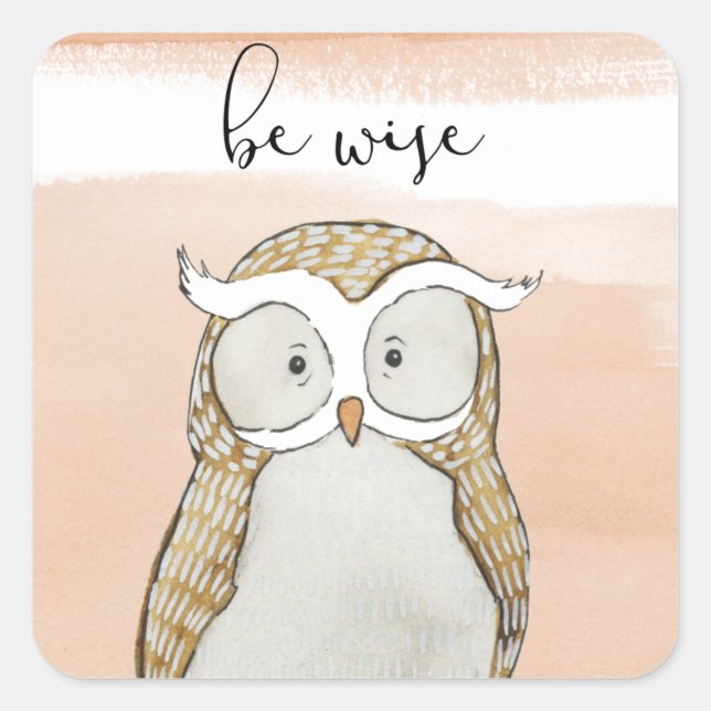 Cuddlies Owl | Sei weise Quadratischer Aufkleber (Vorderseite)