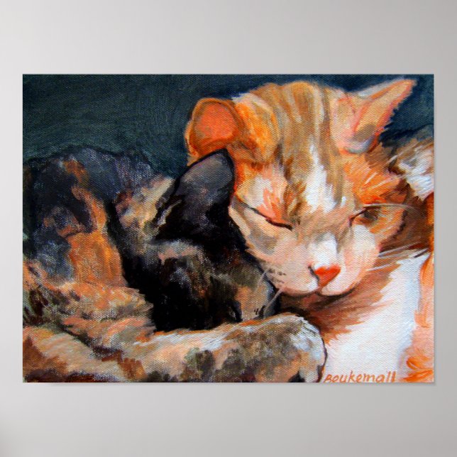 Cuddling Kittens Calico und Tan Poster (Vorne)
