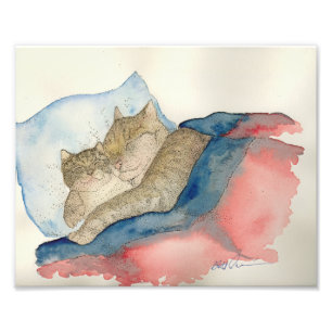 Cuddling Mutter und Babykittel Art Print Fotodruck