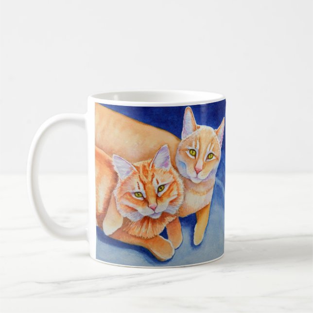 Cuddling Orange Tabby Cats Kaffeetasse (Links)