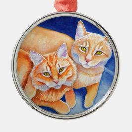 Cuddling Orange Tabby Cats Silbernes Ornament
