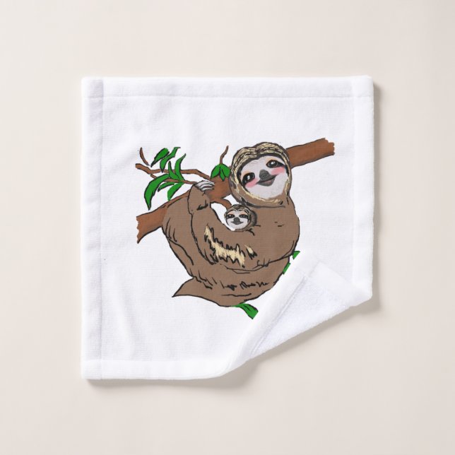 Cuddling Sloth Badhandtuch Set (Waschlappen)