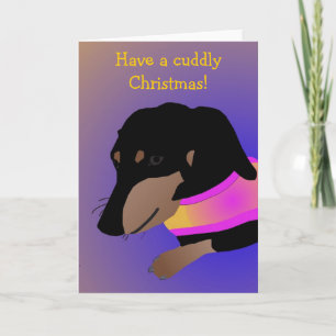 Cuddly Dackel-Weihnachtskarte Feiertagskarte