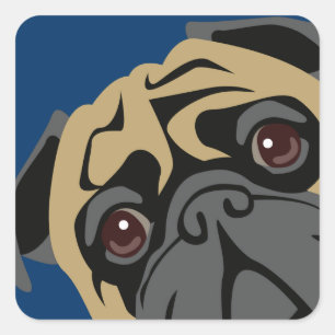 Cuddly Mops Quadratischer Aufkleber