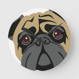 Cuddly Mops Runde Wanduhr
