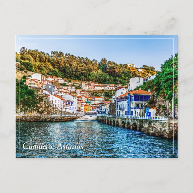 Cudillero, Fischerdorf in Asturien. Spanien. Postkarte (Vorderseite)