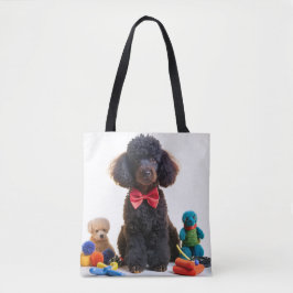 Cudly Black Poodle Chenille Tote Bag Tasche