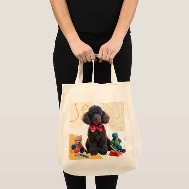Cudly Black Poodle Chenille Tote Bag Tragetasche (Vorderseite (Produkt))