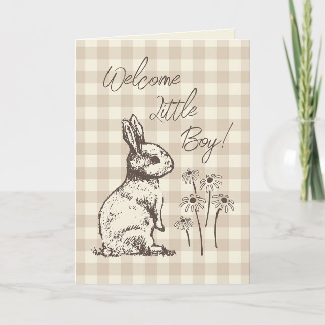 Cudly Bunny Rabbits Bonanza - neuer Baby Junge. Karte (Vorderseite)