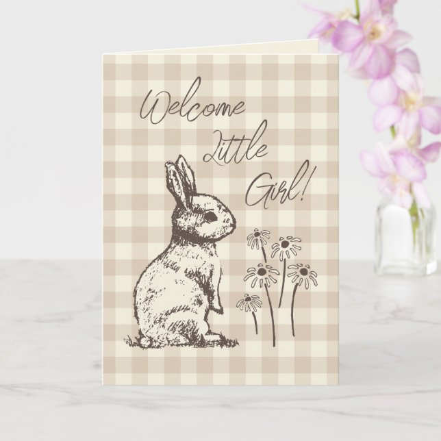 Cudly Bunny Rabbits Bonanza - neues Baby Mädchen. Karte (Orchidee)