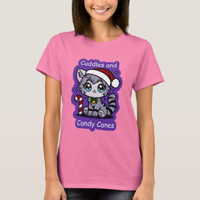 Cudly Kitty und Candy Canes Weihnachtsgebäck - Shi T-Shirt (Vorderseite)