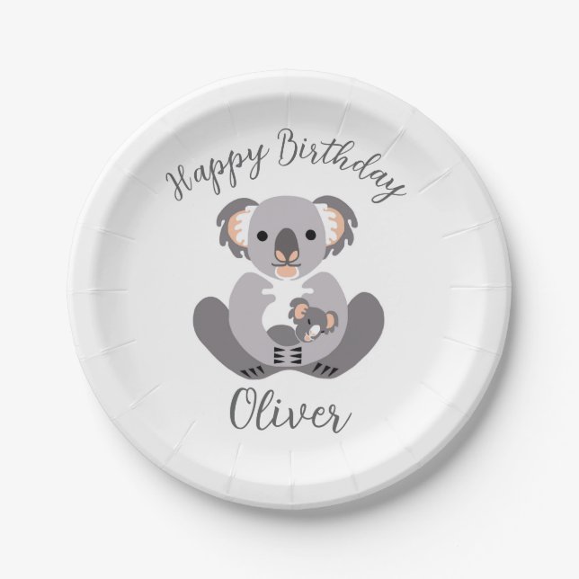 Cudly KOALA - Alles Gute zum Geburtstag - Party Pappteller (Vorderseite)