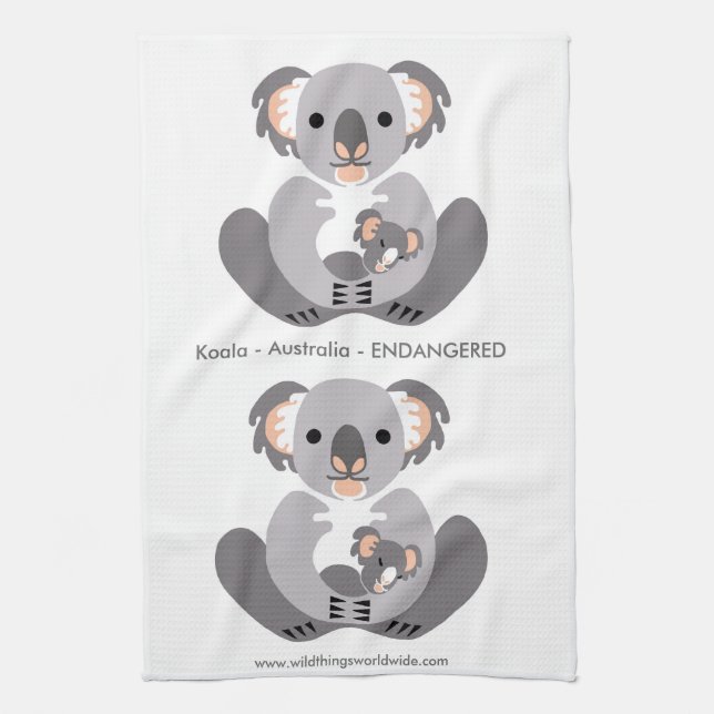 Cudly KOALA - Erhaltung - gefährdetes Tier Geschirrtuch (Vertikal)