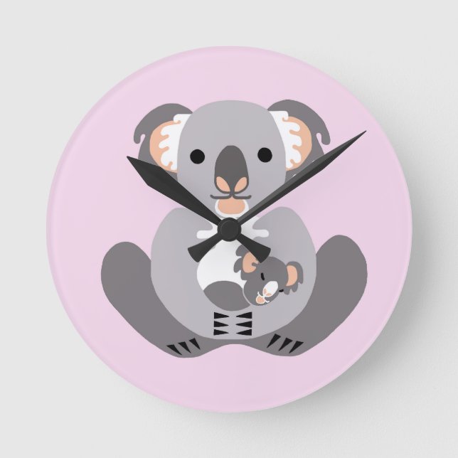 Cudly KOALA - Tierlover - Aussie wild lebende Tier Runde Wanduhr (Vorderseite)