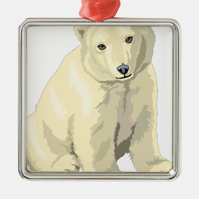 Cudly Polar Bär Silbernes Ornament (Vorne)