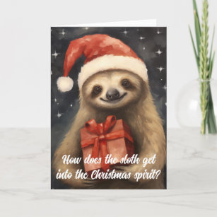 Cudly Sloth Santa Weihnachtskarte Karte