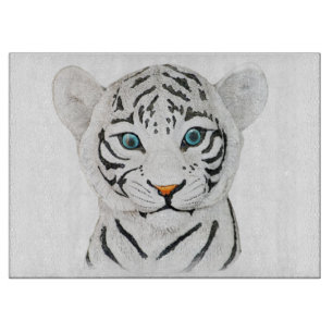 Cudly White Tiger Art - Niedliche Wildlife Art Schneidebrett