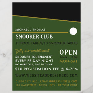 Cue Ball, Pool Club, Snooker Club Werbung Flyer